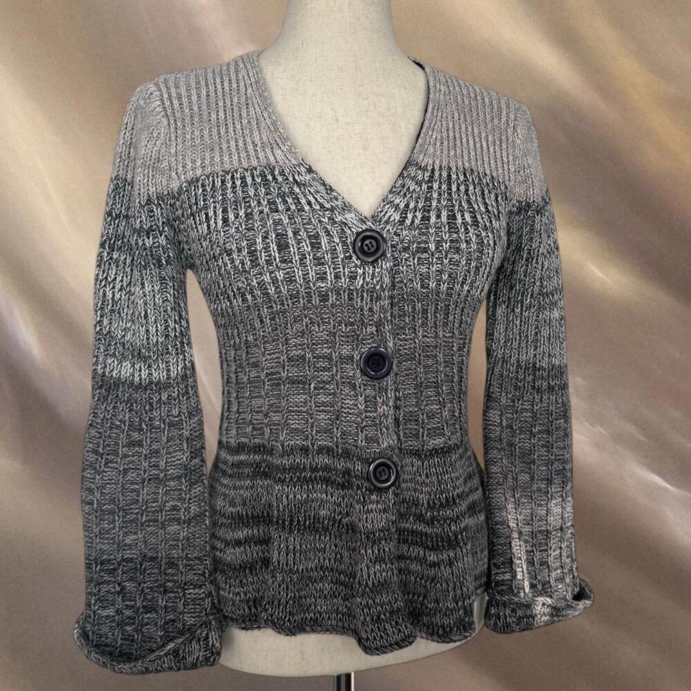 BCBG Grey cotton cardigan with flare sleeves and ruffle hem